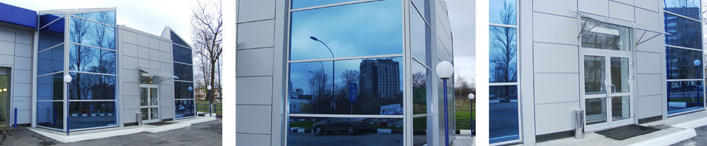 Остекление фасадов магазинов большими стеклопакетами Можайск